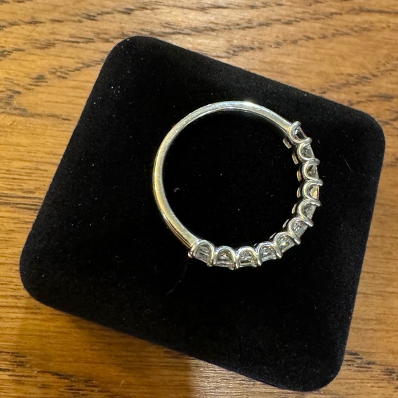 Custom prong set semi eternity bands set in Platinum - Picture 3 of 6